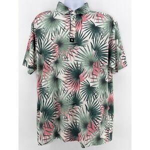 Bad Birdie Polo Men XXL Hammock Hunter Palm Print Golf Shirt Stretch NWT